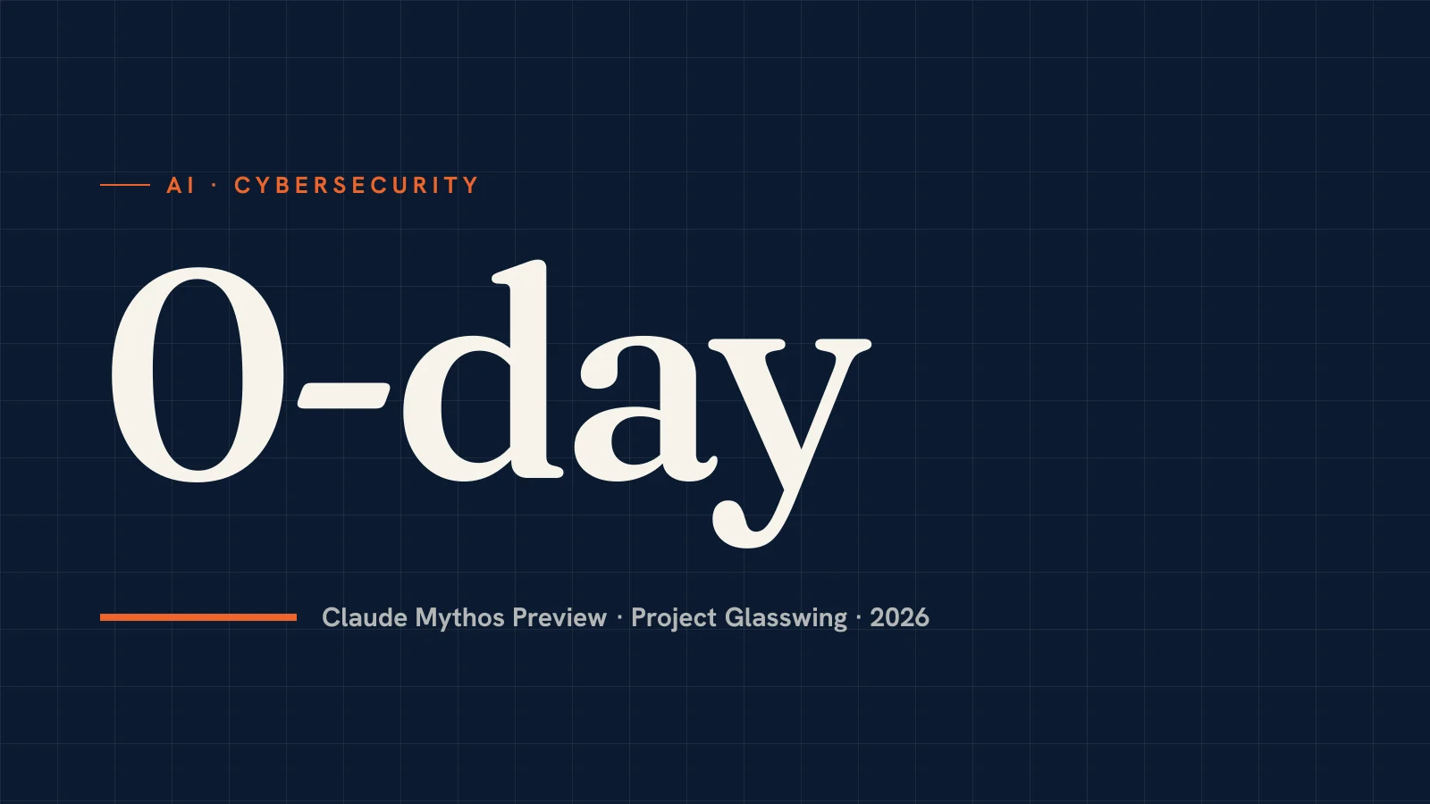 Tipografska naslovna slika: 0-day, Claude Mythos Preview i Project Glasswing, 2026
